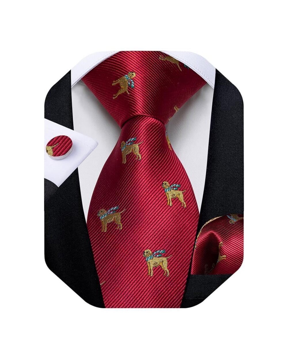 8900 Christmas Ties Xmas Holiday Necktie and Pocket Square Cufflinks Set